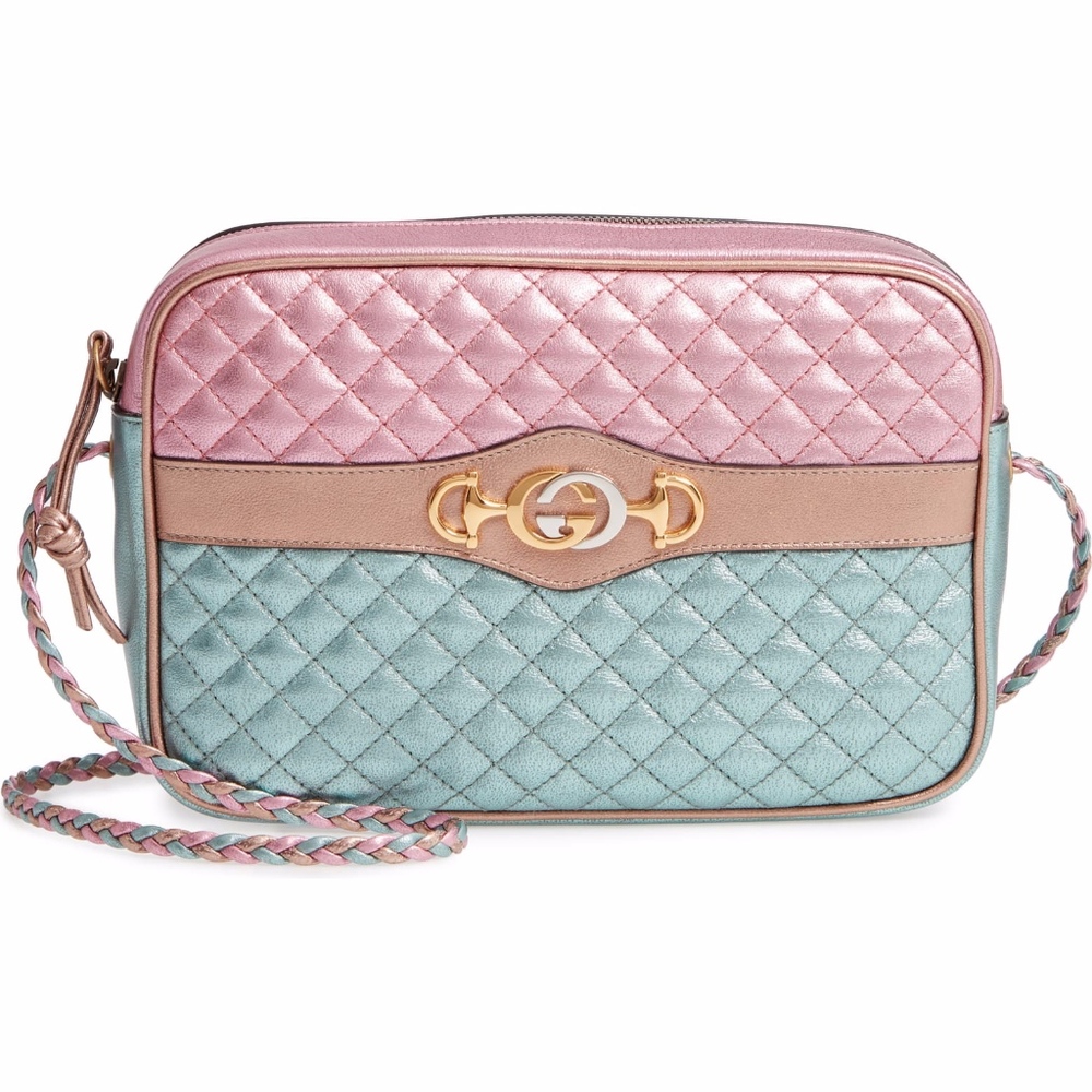 New Authentic GUCCI Small Quilted Metallic Leather Shoulder Bag Small Multicolor - Picture 3 of 8